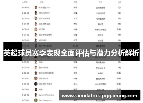 英超球员赛季表现全面评估与潜力分析解析