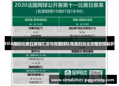FIFA国际比赛日赛程汇总与各国球队观赛时间全攻略安排解析